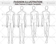 the front and back view of a male fashion mannequin with measurements for each body