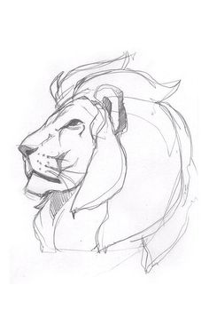 a drawing of a lion's head with its tail curled up and eyes closed