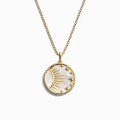 Awe Inspired Necklaces 14K Yellow Gold Vermeil / 16"-18" / Large Celestial Mother of Pearl Necklace Sun Moon And Stars, Astrology Necklace, Best Gift Cards, Forever Gifts, Halo Necklace, Celestial Necklace, Mother Of Pearl Necklace, Badass Women, Baby Shower Cards