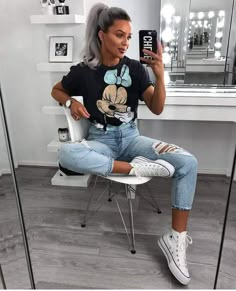 Hairstylist Outfits, Rocker Outfit, New Look Fashion, Look And Find, Disney Tee, Outfit Ideas For Summer, Effortless Waves, Cute Summer Outfit