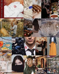 a collage of pictures with people and animals