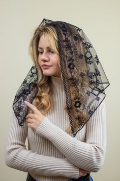 CHRISTMAS SALE☃️❄️ -25% + get free veil ♥️ Welcome to MariaVeils Here you will find best lace veils created with love and big faith️🌸 More about this veil: Style: Short Veils  Thread color: black Tulle color: black All our veils are located in Blaine, MN and are ready to ship!  Delivery will take only 2-3 days 💫 If you have any question, go ahead and text us! We will be happy to help you❤️ Answers to the most popular questions - Is there any clasp or clips on the veil?  -  Of course! All our veils ave sewn in hair combs,  which guarantee a valid fixation of the veil on the head. But if anything, you can easily remove it yourself. - How soon will I receive my veil? - Delivery in USA takes near 2-3 days! - Can I return the veil? - Unfortunately, no, but you can exchange the veil for any ot Black Wedding Dupatta With Lace Work, Black Dupatta With Lace Work For Wedding, Elegant Black Church Veil, Black Wedding Veil With Lace Trim, Black Lace Wedding Veil, Short Veils, Veil Black, Mantilla Veil, Veil Styles