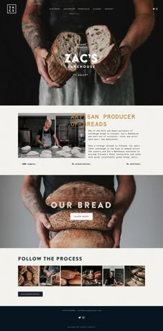 the website design for bread company