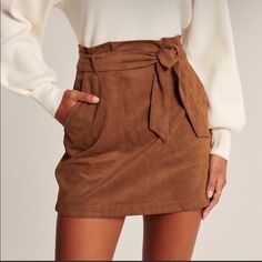 Nwt Abercrombie & Fitch Suede Skirt With Belt Size: X-Small Brand New With Tags Attached, Perfect Condition Retails $59 Distressed Jean Skirt, Faux Suede Skirt, Belted Mini Skirt, White Denim Skirt, Skirt With Belt, Checkered Skirt, Houndstooth Skirt, Wool Mini Skirt, Tweed Mini Skirt