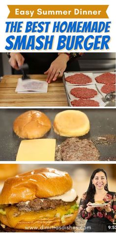 Try this thin-pressed juicy SMASH Burger for easy summer dinner. These burgers are better than restaurant burgers! Smash Burger Sauce Easy, Basic Burger Patty Recipe, Smash Burgers On Griddle Video, Smash Burgers On Griddle, Griddle Burgers, Best Smash Burger Recipe, Homemade Burger Sauce, Burgers On The Stove, Best Homemade Burgers