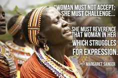 an african woman with quote about women must not accept she must challenge that woman in her which struggles for expression