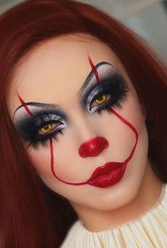 Hallowen Schminke, Beautiful Halloween Makeup, Halloween Makeup Clown, Fantasy Make-up, Halloween Make-up Looks, Creepy Halloween Makeup