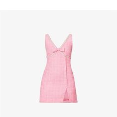 Wore It Once, Excellent Condition Feminine Embellished V-neck Dress, Pink Bow Dress, Chanel Runway, Self Portrait Dress, Central Saint Martins, Romantic Design, Pink Mini, Pink Mini Dresses, Mini Dresses