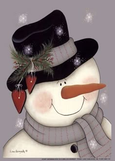 a snowman wearing a hat and scarf