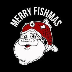 merry fishmas with santa hat and beard