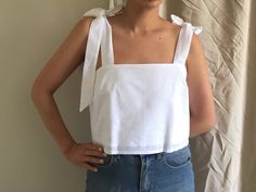 Taylor Linen Top Pattern, Medium Set: Sizes US4-8, Tank Top Sewing PDF, Instant Digital Download, Beginner Project for Women - Etsy Linen Top Pattern, Tank Top Sewing, Crop Top Sewing Pattern, White Cami Tops, Boxy Crop Top, Top Sewing, Strap Crop Top, Square Neck Top