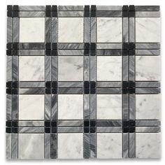 a white and black marble tile pattern