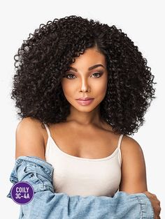 Sensationnel Curls Kinks & CO COILY 3C-4A Empress Lace Edge Wig - RULE BREAKER Sensationnel Synthetic Lace Front Wig Empress Edge Curls Kinks & Co The Rule Breaker Curls, Kinks & Co. is a well-curated collection of textured styles that mimic rod-sets, twist-outs, pineapples, and other go-to natural looks. Who says you can’t wear your ringlet curls everywhere? This lace edge wig will allow you to do just that. Designed with the 3c-4a girl in mind these bouncy curls are easy to manipulate and main Curly Hair Side Part, Ringlet Curls, Hair Coils, Rule Breaker, Twist Outs, Natural Hair Styles Easy, Hair Solutions, Coily Hair, Bouncy Curls