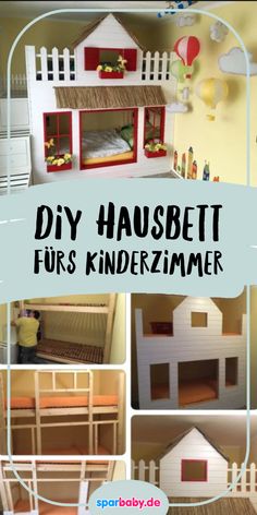 a collage of photos showing different types of bunk beds with text overlay that reads diy hausbett furs kinderzimer