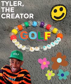 🤍🌈A cute "Golf Le Fleur" bracelet inspired by Tyler, The Creators brand. 🌈🤍 Please consider supporting me in gathering funds for college! Do not stretch! This bracelet is not invincible, treat it kindly!  🫶 Tyler The Creator Bracelet, Tyler The Creator Golf, Cute Golf, Funky Shirts, Bracelet Inspired, Hippie Bracelets, Diy Bracelet Designs, Tie Styles, Tyler The Creator