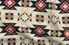 an abstract pattern with red and black squares