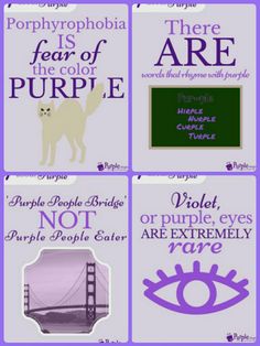 four different types of purple stickers with the words, there is fear of the color purple