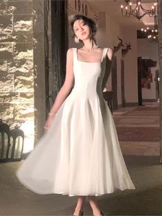 Shipping: Worldwide Express Shipping AvailableDelivery time: 7-15Days Fast ShippingReturns: Fast refund, 100% Money Back Guarantee. Korean Evening Dress, Parisian Clothes, Parisian Dress, Fairycore Dresses, French Dress, White Dress Party, White Short Dress, Square Neck Dress, Vestidos Vintage