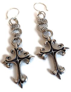 French Gothic, Antique Silver Earrings, Trad Goth, Gothic Cross, Gothic Crosses, Goth Jewelry, Dream Style, Victorian Gothic, Gothic Jewelry