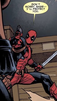 the deadpool is being attacked by a man with a knife in his hand, and he