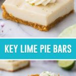 key lime pie bars with whipped cream on top and the words key lime pie bars below