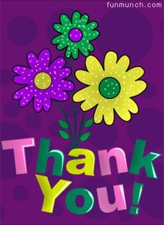 a thank you card with flowers on it