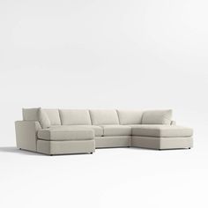 Lounge Classic 3-Piece U-Shaped Sectional Sofa + Reviews | Crate & Barrel Crate And Barrel Couch, Storage Chaise Lounge, Chaise Sectional Sofa, U Shaped Sectional Sofa, Double Chaise Sectional, Storage Chaise, Sofa Review, U Shaped Sectional, Armless Loveseat