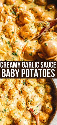 Yellow Golden Potatoes Recipes, Creamy Garlic Potatoes, White Garlic Sauce, Boiled Baby Potatoes, Baby Potato Recipes, Creamy Garlic Sauce, Garlic Potatoes