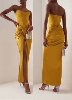 Yellow Dress Outfit Classy, Wedding Guest Dress Simple, Stylish Short Dresses, Elegant Midi Dresses, Gala Dresses, Glam Dresses, Dressy Outfits