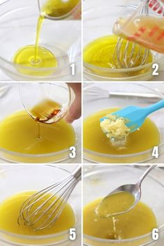 the steps to make homemade mayonnaise in a glass bowl with a whisk