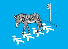 a zebra is walking down the street with stickers on it's legs and feet