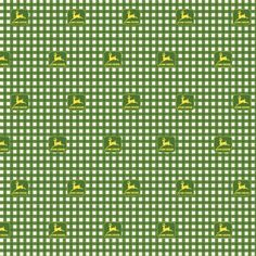 a green and white gingham background with small yellow dogs on the front side