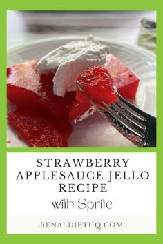 a plate with strawberries and whipped cream on it, next to a fork that is in the bowl