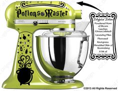 an image of a green kitchen mixer with instructions