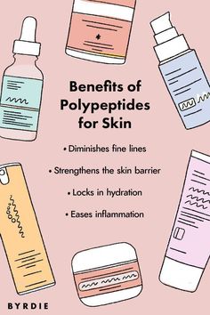 As far as skincare ingredients go, polypeptides have some of the best anti-aging benefits for the skin. Here, three dermatologists share everything there is to know about them—from what they are to how to use them to reap the most benefits. Cosmetic Creative, Skincare Quotes, Healthy Skin Tips, Skincare Organization, Skincare Ingredients, Skin Tips