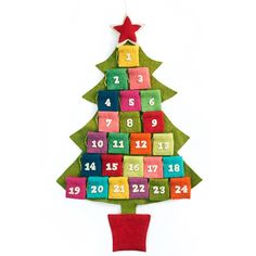 Handmade Hand Felted Wool Multicolor Tree Advent Calendar - Arcadia Home Fabric Calendar, Every Day Is A Gift, Tree Advent Calendar, Felt Advent Calendar, Valentine Phrases, Fabric Advent Calendar, Holiday Table Centerpieces, Halloween Express, Stocking Tree