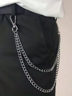 1pc New Pants Chain, Retro Design, Fashion Men's Pants Chain Jeans Chain Punk Hip-Hop Pants Chain Waist Chain , Double Chain Design Fashionable And Practical, Suitable For A Variety Of Trouser Type Multicolor Casual   Zinc Alloy Plain Trouser Chain   Kids Accessories, size features are:Bust: ,Length: ,Sleeve Length: Chain Outfit, Chain Jeans, Chain Pants, Jeans Chain, Pants Chain, Silver Pants, Grunge Accessories, Pant Chains, Latest Clothes For Men