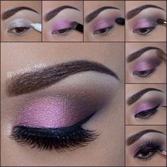 Pink smokey eye #pinkmakeup #pinksmokeyeyes Eye Makeup Diy, Smokey Eyes Tutorial, Brown Eye Makeup Tutorial, Pink Smokey Eye, Make Up Designs, Smokey Eye Makeup Look, Alat Makeup