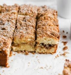 the dessert is cut into squares and ready to be eaten