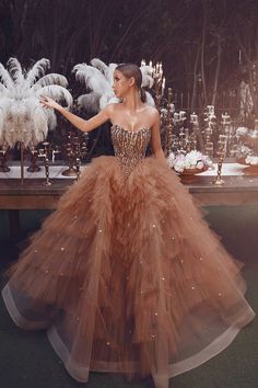 Ball Gown Sweetheart Floor Length Organza Beaded Prom Dress-Ballbella Sadek Majed, Dresses With Pearls, Champagne Formal Dresses, Champagne Prom Dress, Tulle Balls, Trendy Prom Dresses, Prom Dresses Sleeveless, Tulle Ball Gown, Beaded Prom Dress