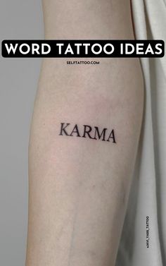 the word tattoo ideas is written on someone's arm