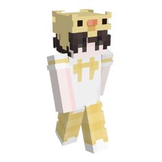 an image of a pixel art character in white and gold clothes with his arms crossed