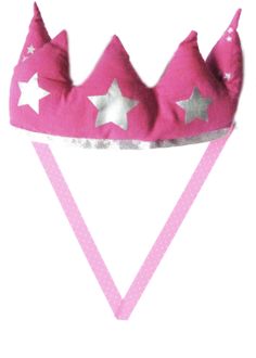 a pink crown with silver stars on it