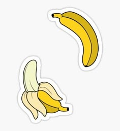 two banana peels sticker on a white background, one is yellow and the other is red