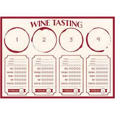 a wine tasting table plan is shown in red and white with the words wine tasting on it