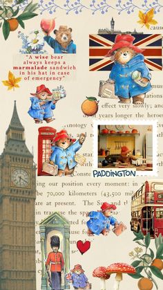 a collage of images with paddington and the big ben clock tower