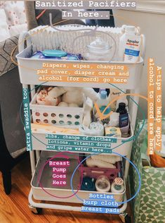 an organized bathroom shelf with labels on it