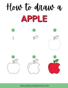 how to draw an apple for kids with the words, how to draw an apple