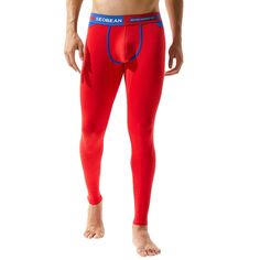 Color Block U Pouch Gym Pants - Red - 3L51588813 - Men's Clothing  #MensClothing #Men's #Clothing Red Stretch Full-length Yoga Pants, Red Full Length Yoga Pants For Sports, Stretch Red Gym Bottoms, Red Stretch Gym Bottoms, High Stretch Red Gym Bottoms, Stretch Red Nylon Bottoms, Red Tight Yoga Pants For Training, Tight Red Elastane Leggings, Red Compression Casual Bottoms