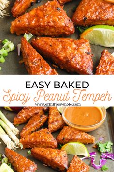 easy baked spicy peanut temper with dipping sauce